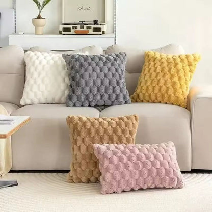 Soft Plush Cushion Cover with 3D Texture
