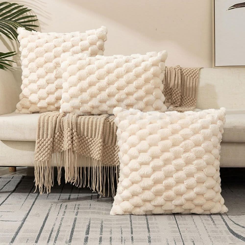 Soft Plush Cushion Cover with 3D Texture