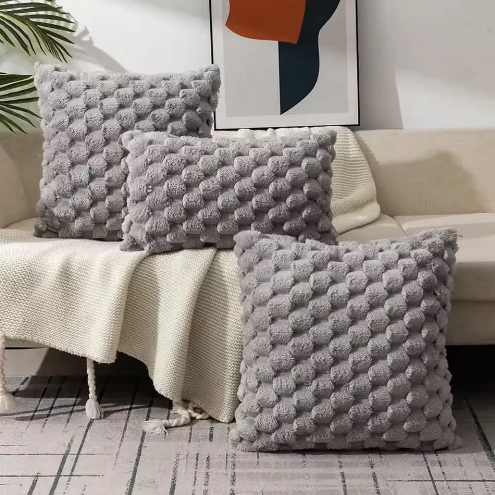 Soft Plush Cushion Cover with 3D Texture