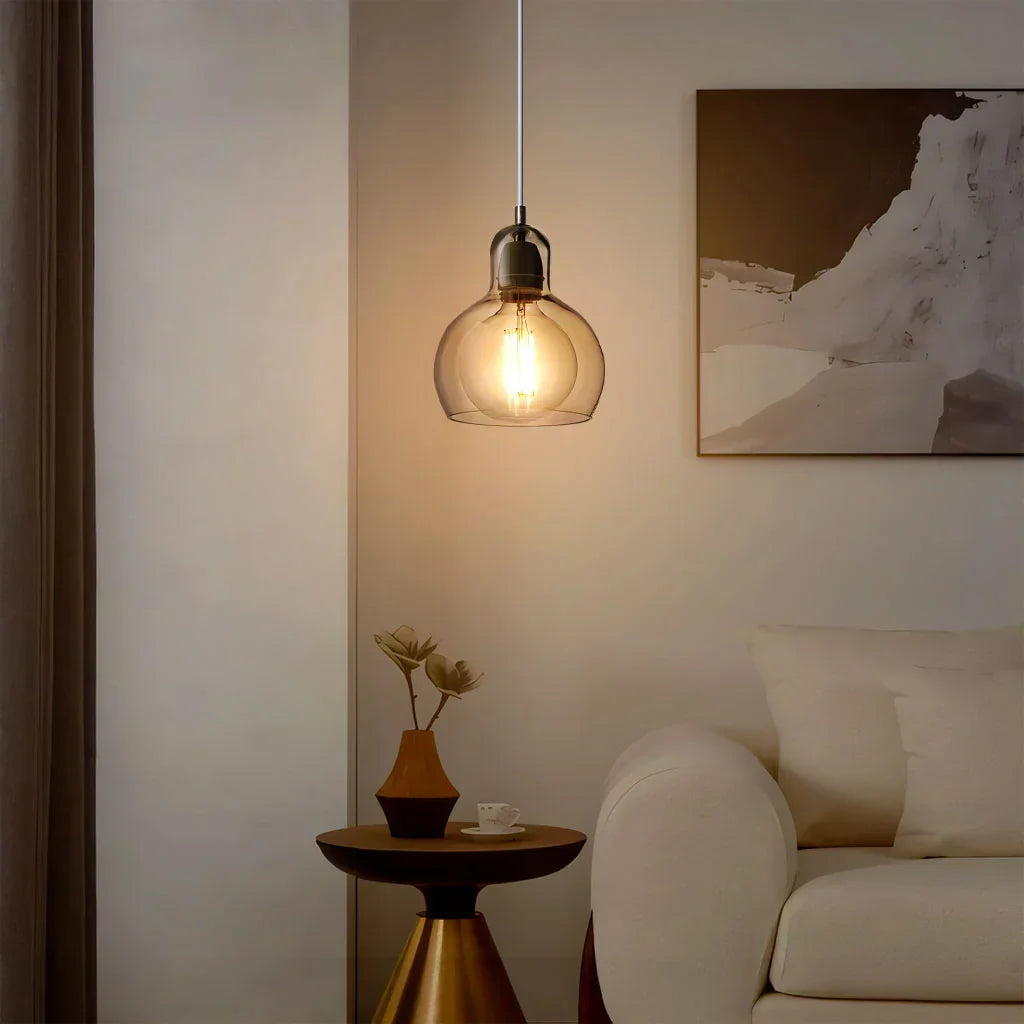Clear Glass Pendant Lamp with Soft Warm Lighting
