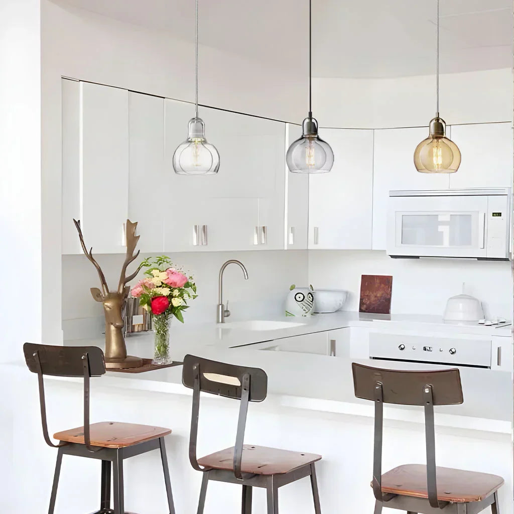 Clear Glass Pendant Lamp with Soft Warm Lighting