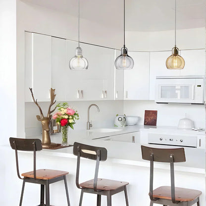 Clear Glass Pendant Lamp with Soft Warm Lighting