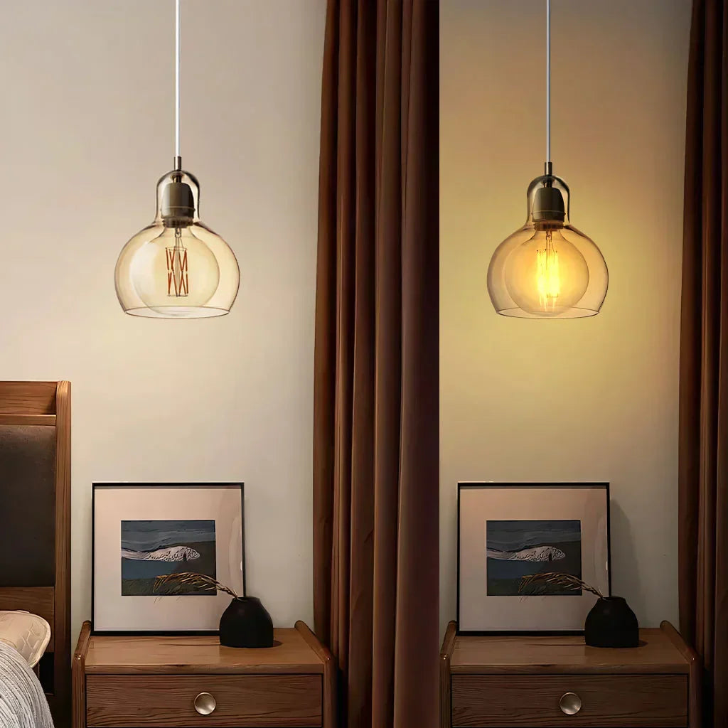 Clear Glass Pendant Lamp with Soft Warm Lighting