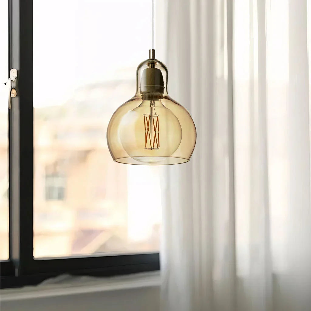 Clear Glass Pendant Lamp with Soft Warm Lighting