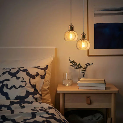 Clear Glass Pendant Lamp with Soft Warm Lighting