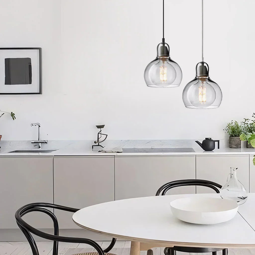 Clear Glass Pendant Lamp with Soft Warm Lighting