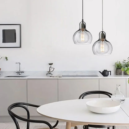 Clear Glass Pendant Lamp with Soft Warm Lighting