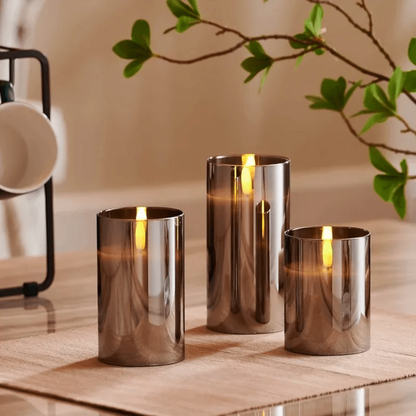 Realistic LED Candle Set in Glass Votives