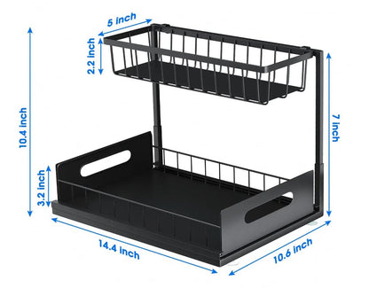 2-Tier Under Sink Rollout Storage Cabinet Organizer