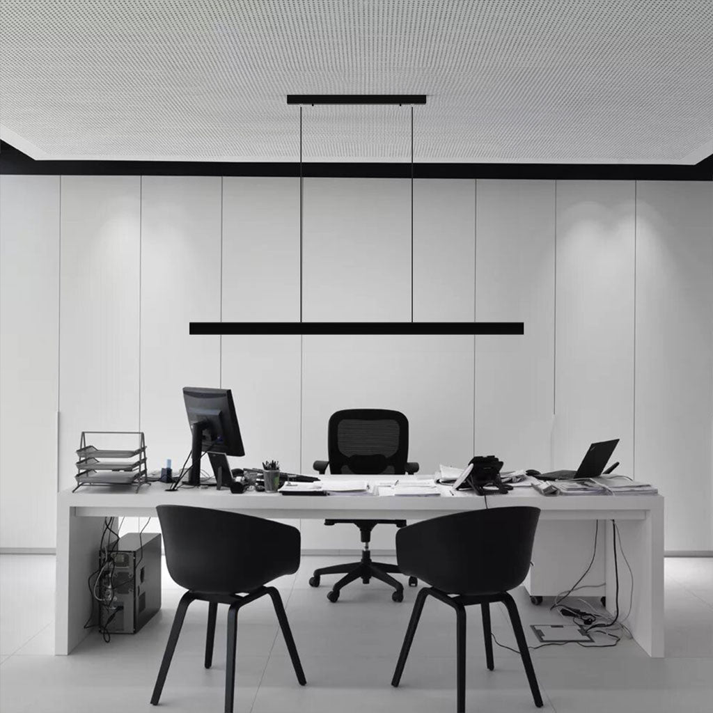 Sleek Metal Wood Linear Dining Kitchen Pendant Lamp