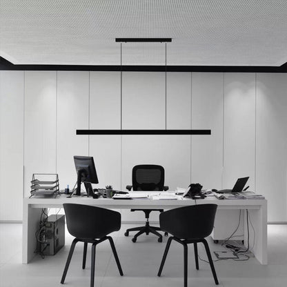 Sleek Metal Wood Linear Dining Kitchen Pendant Lamp