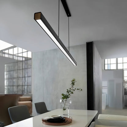 Sleek Metal Wood Linear Dining Kitchen Pendant Lamp