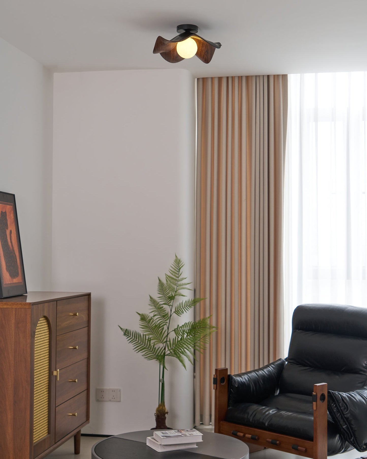 Simple LED Wood Effect Ceiling Light Fixture