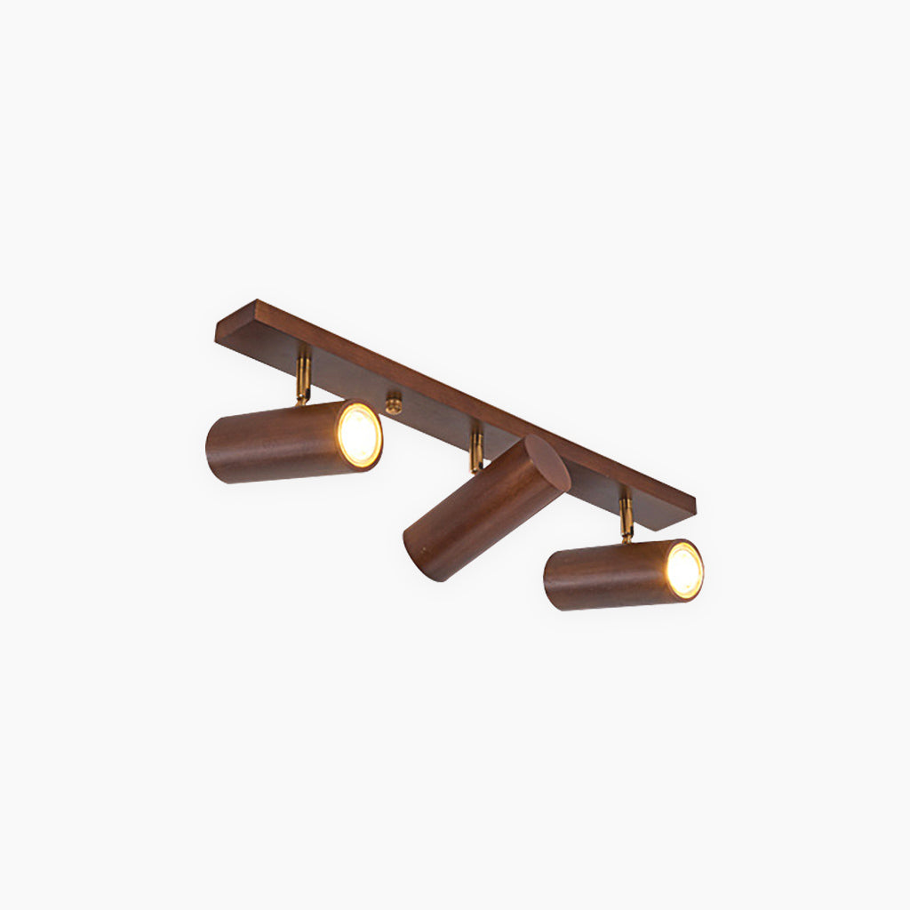 Adjustable Wooden Spotlight Lamp 3 Head Modern Ceiling Light