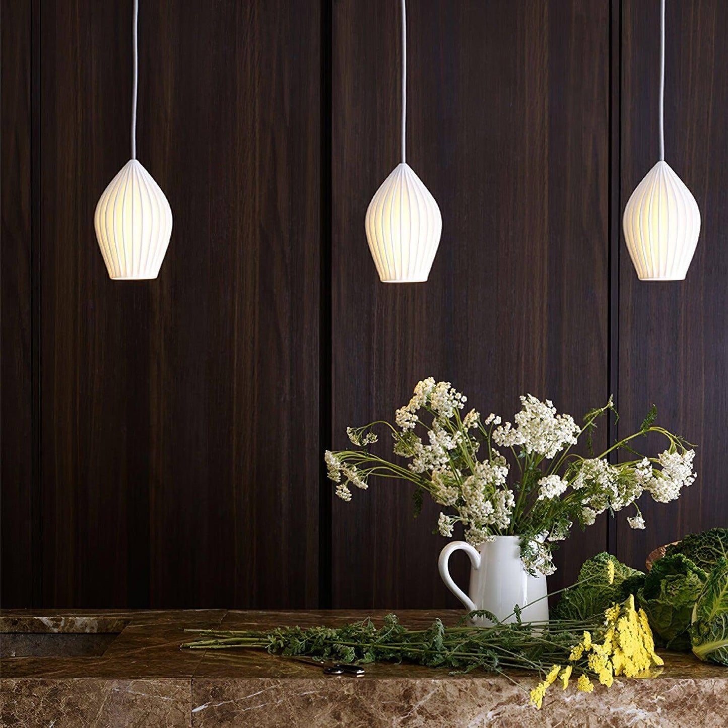 Simple White Ceramic Pendant Light Fixture