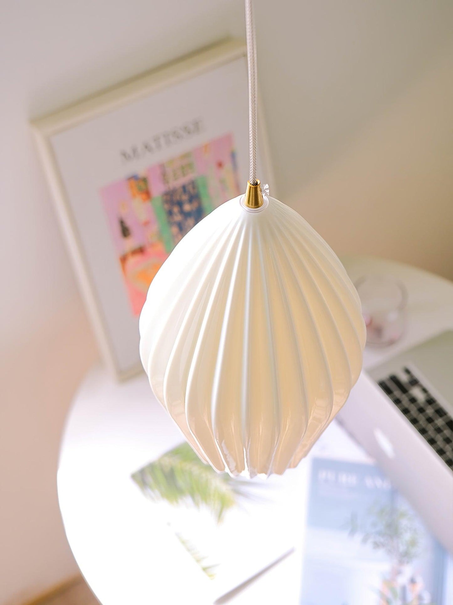 Textured Hanging Ceramic Pendant Light Fixture
