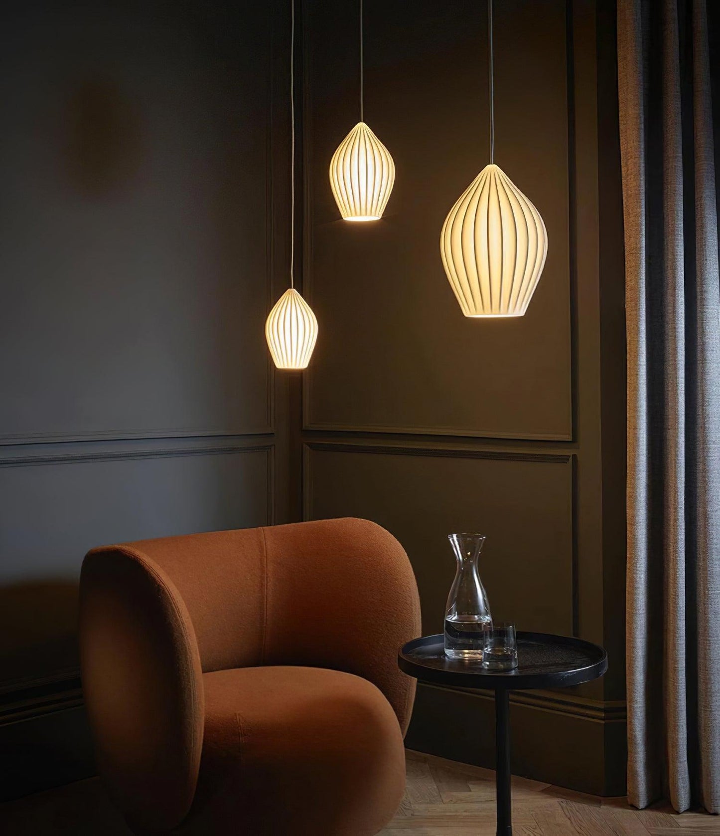 Textured Hanging Ceramic Pendant Light Fixture