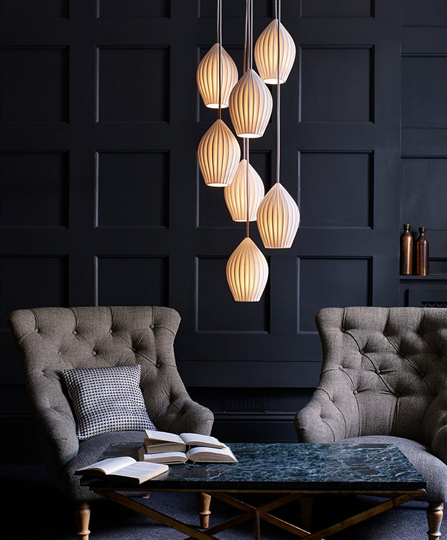 Textured Hanging Ceramic Pendant Light Fixture
