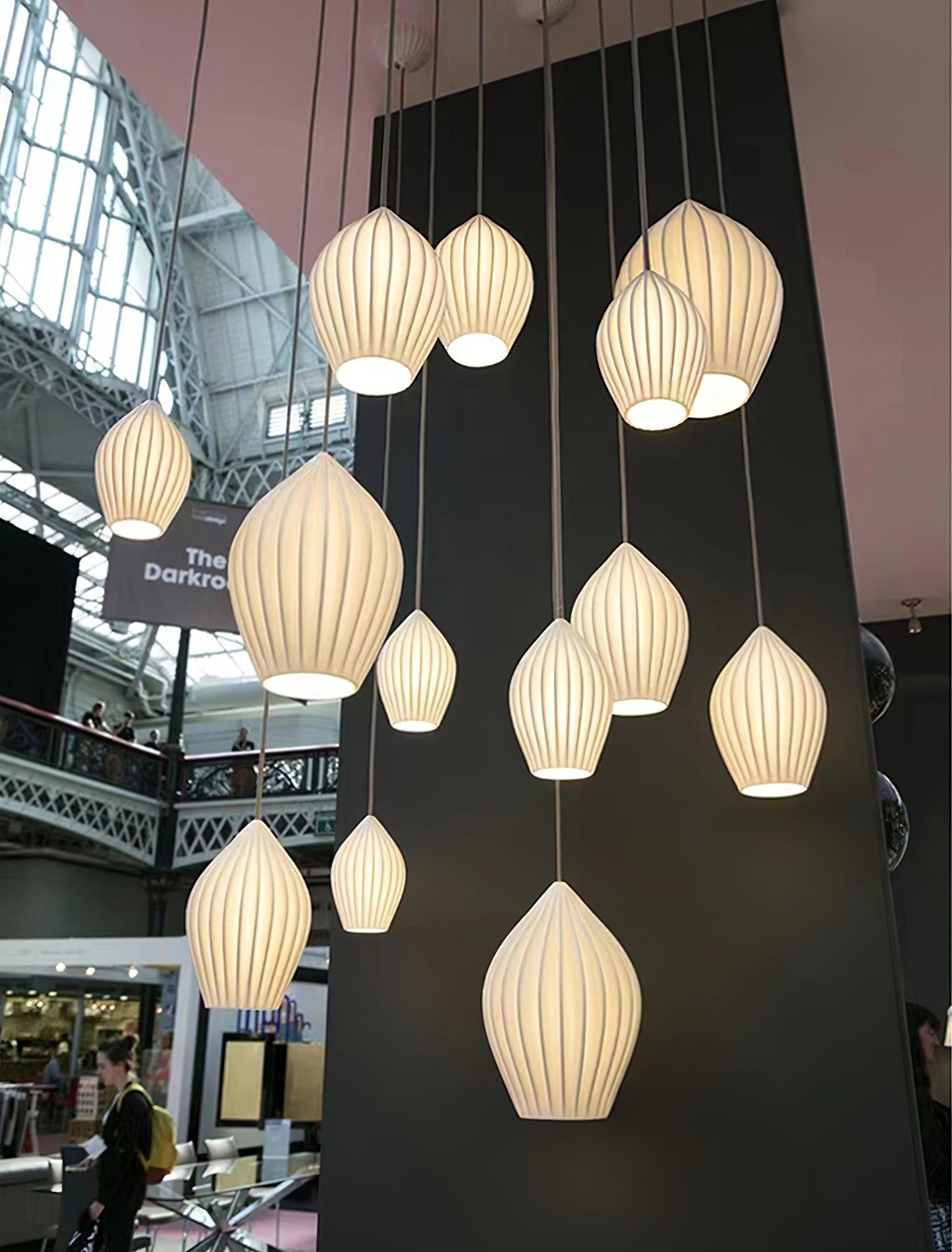 Textured Hanging Ceramic Pendant Light Fixture