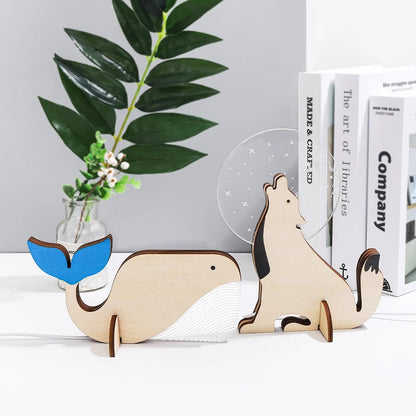 Rustic Wood Animal Night Table Lamps
