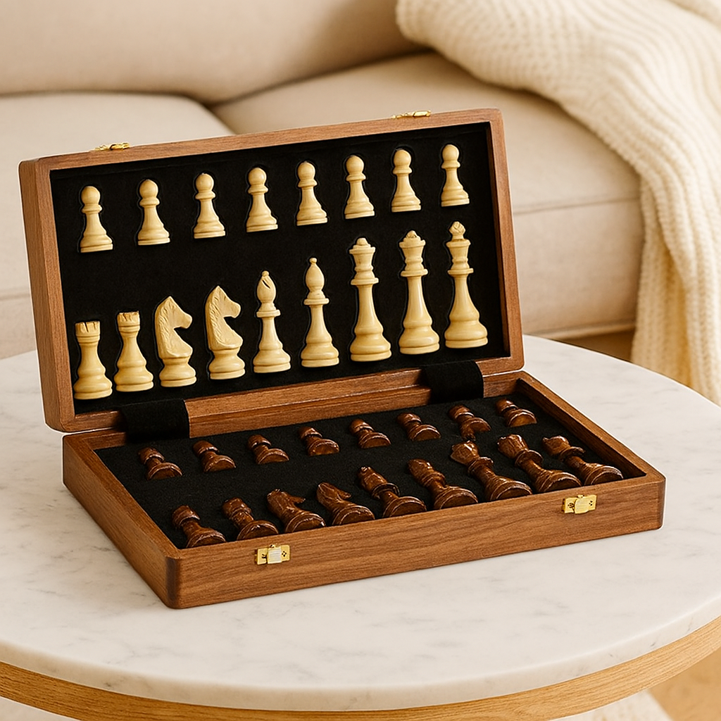 Premium Wooden Chess Set with Handcrafted Figures