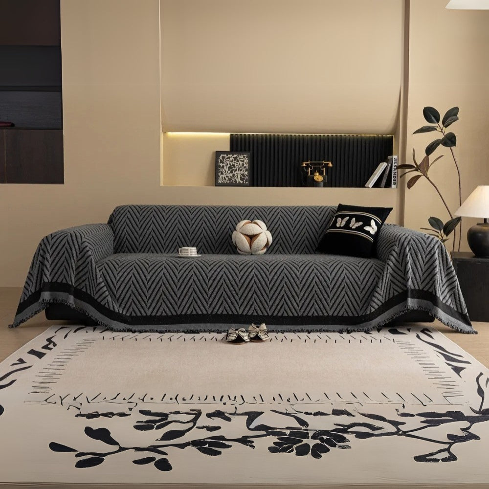 Plush Geometric Pattern Blanket Throw