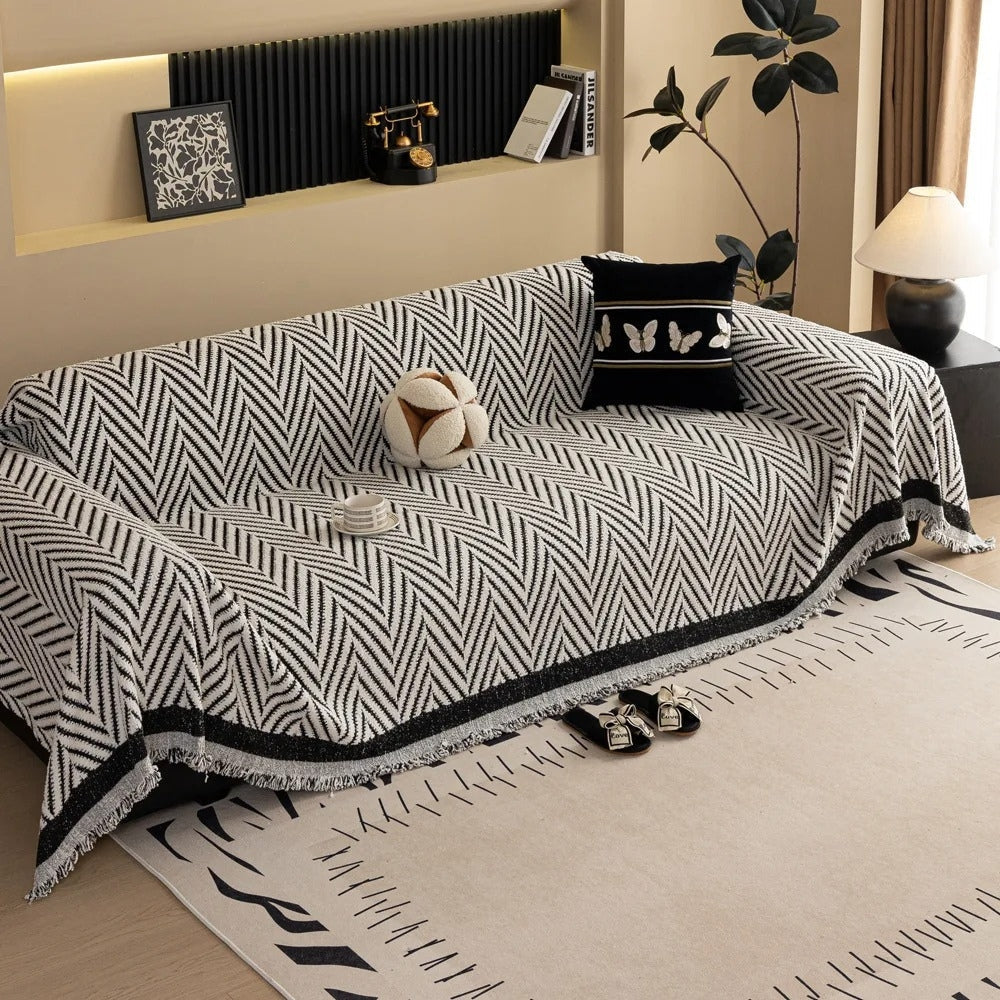 Plush Geometric Pattern Blanket Throw