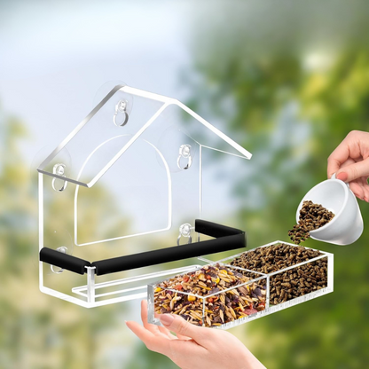 Clear Bird Feeder Window Mount Suction Cup House - Cofik