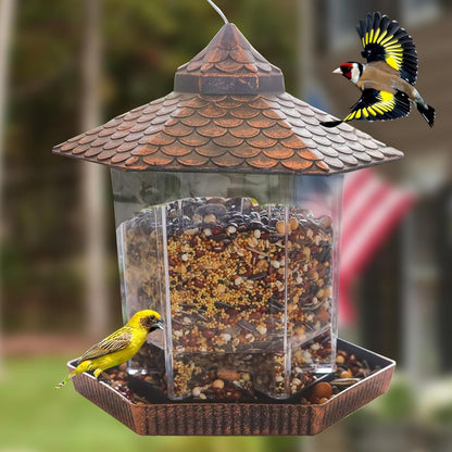 Garden Bird Feeder with Copper Metal Roof - Cofik
