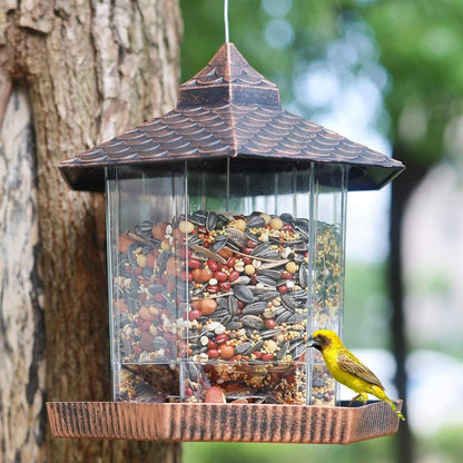 Garden Bird Feeder with Copper Metal Roof