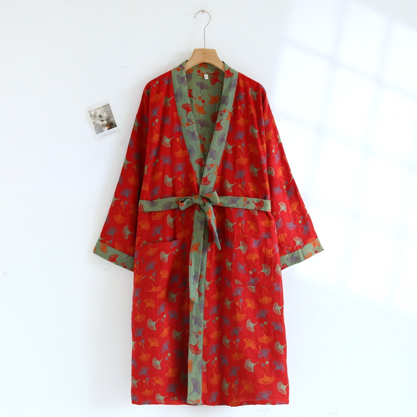 Comfy Ginkgo Leaf Print Spa Robe - Cofik