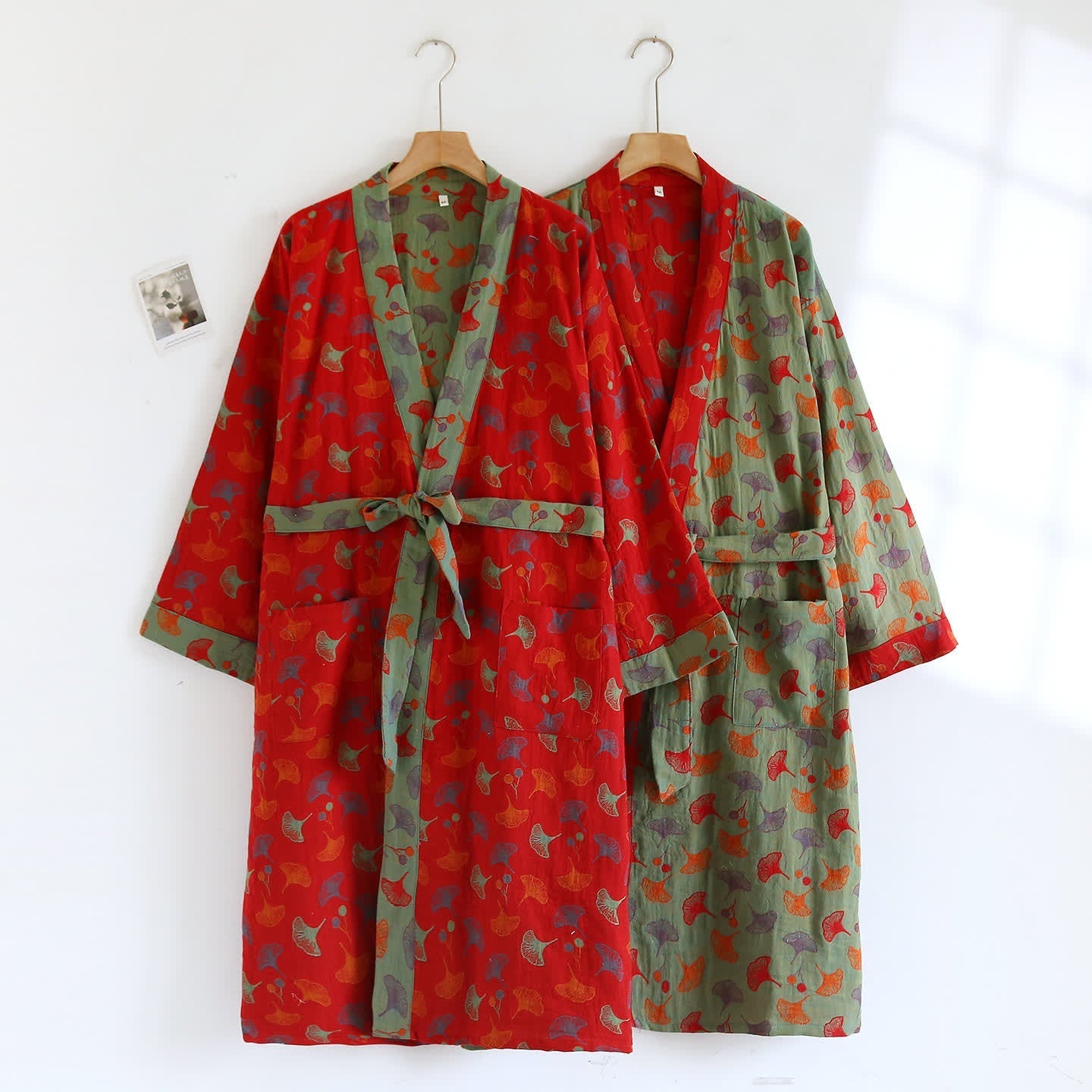 Comfy Ginkgo Leaf Print Spa Robe