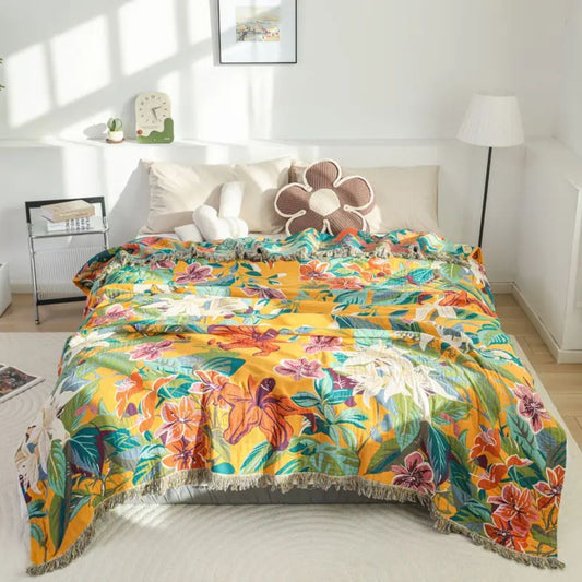 Cozy Large Throw Blanket Tropical Print - Cofik