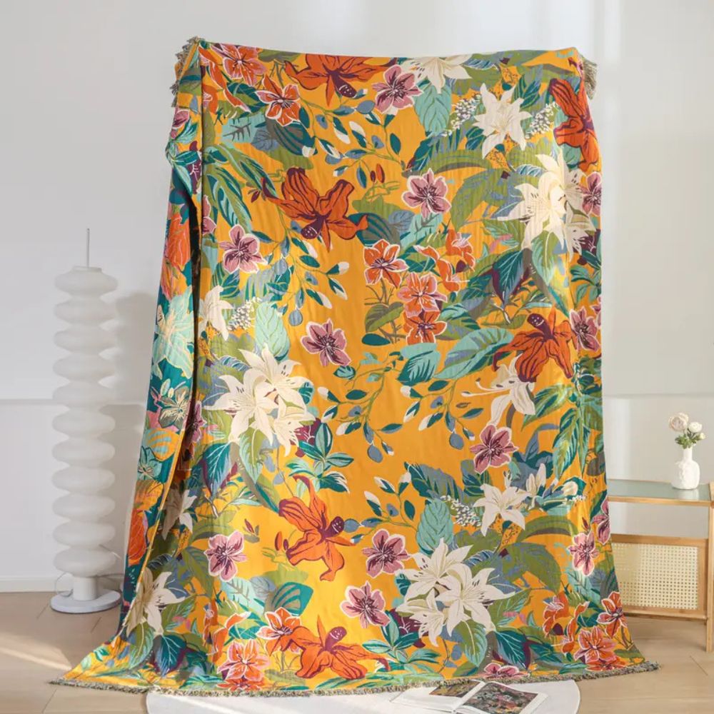 Cozy Large Throw Blanket Tropical Print