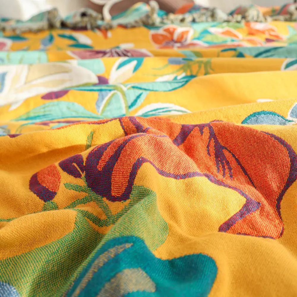 Cozy Large Throw Blanket Tropical Print