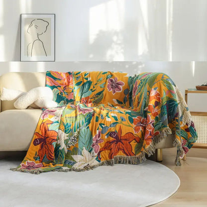 Cozy Large Throw Blanket Tropical Print