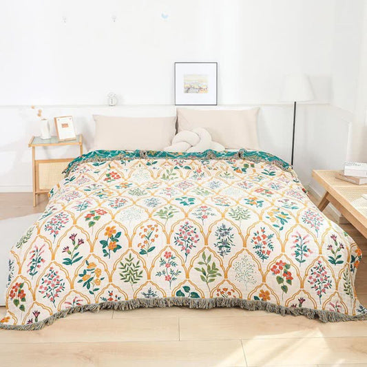 Soft Pink Floral Throw Blanket - Cofik