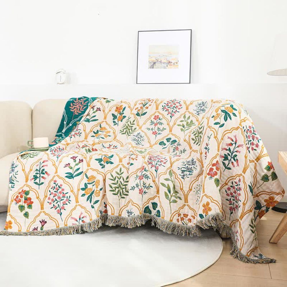 Soft Pink Floral Throw Blanket