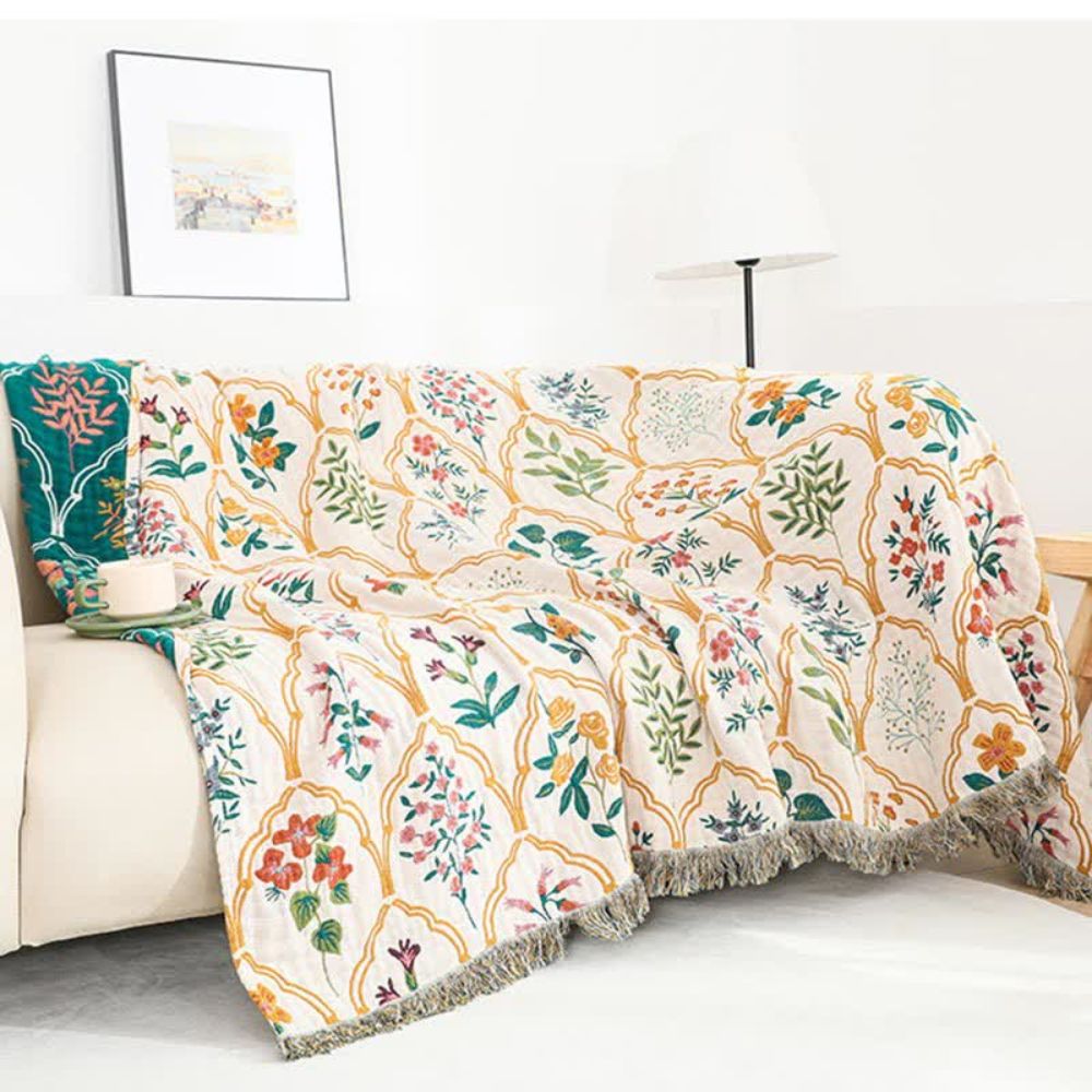 Soft Pink Floral Throw Blanket