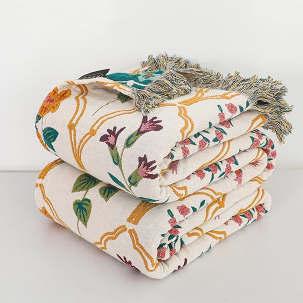 Soft Pink Floral Throw Blanket