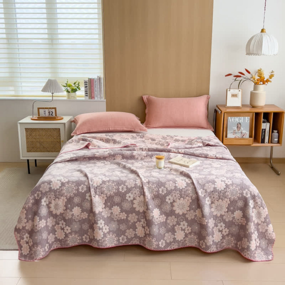 Soft Breathable Throw Blanket Floral Reversible Design - Cofik