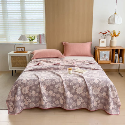 Soft Breathable Throw Blanket Floral Reversible Design - Cofik