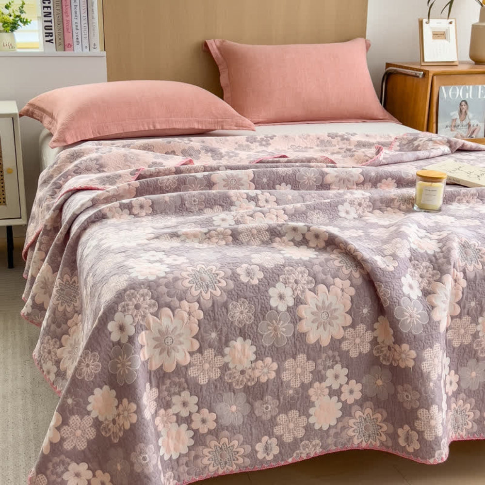 Soft Breathable Throw Blanket Floral Reversible Design
