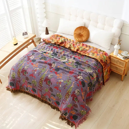 Soft Reversible Floral Throw Blanket