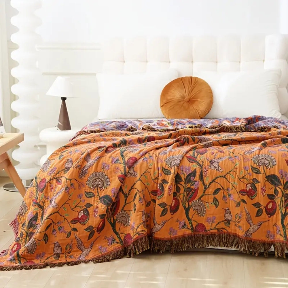 Soft Reversible Floral Throw Blanket