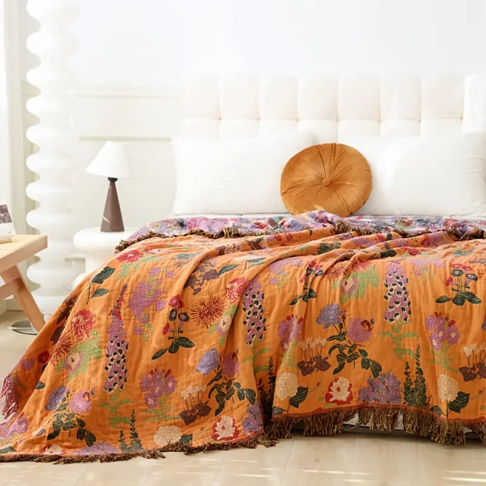 Soft Reversible Floral Throw Blanket