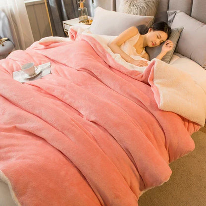 Soft Plush Reversible Wool Blanket for Cold Winter Nights