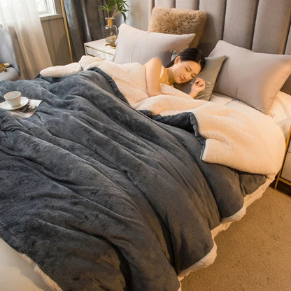 Soft Plush Reversible Wool Blanket for Cold Winter Nights