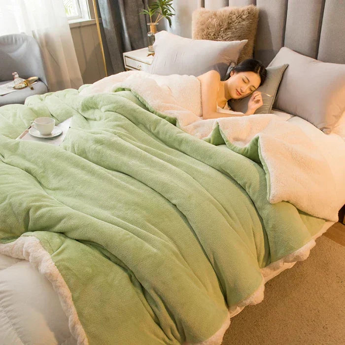 Soft Plush Reversible Wool Blanket for Cold Winter Nights