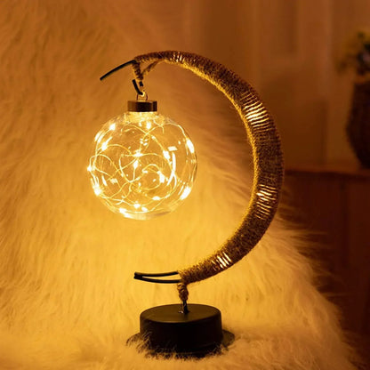 Stylish Wicker Table Lamp with Soft Moon Glow